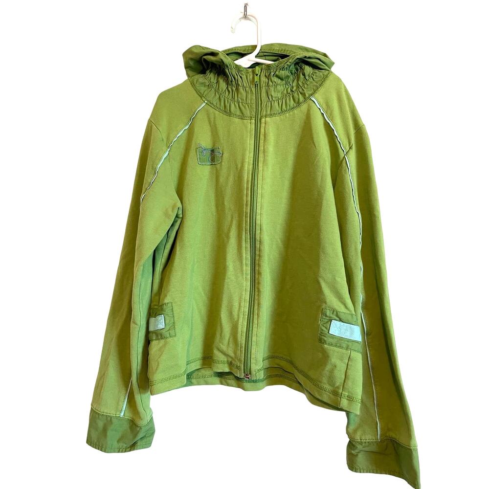 American Girl Kicken' Back Green Lightweight Jacket Hooded Embroidered Size L